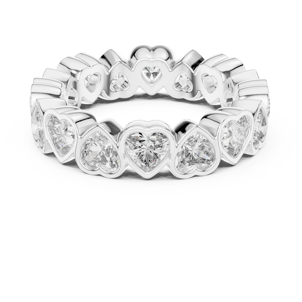 Heart Lab Diamond Bezel Set 925 Silver Eternity Band