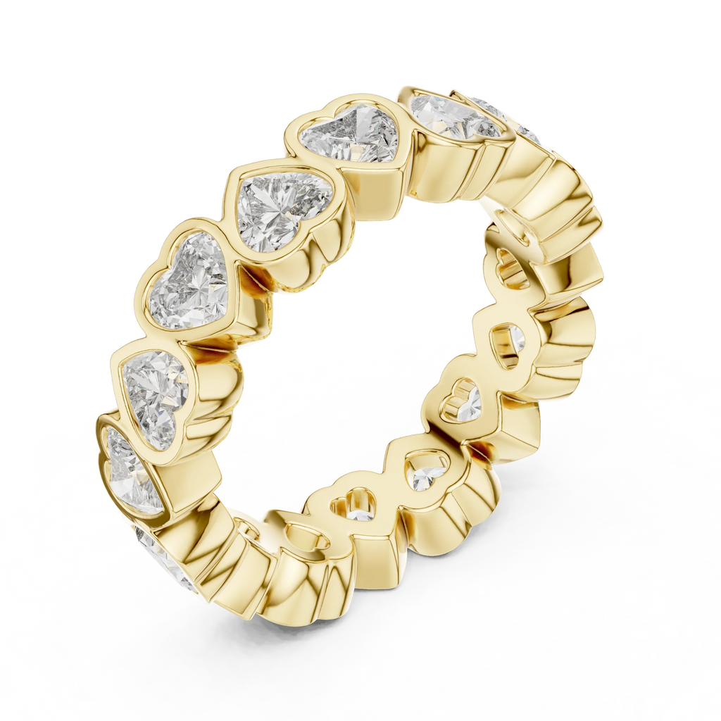 Heart Lab Diamond Bezel Set 925 Silver Eternity Band