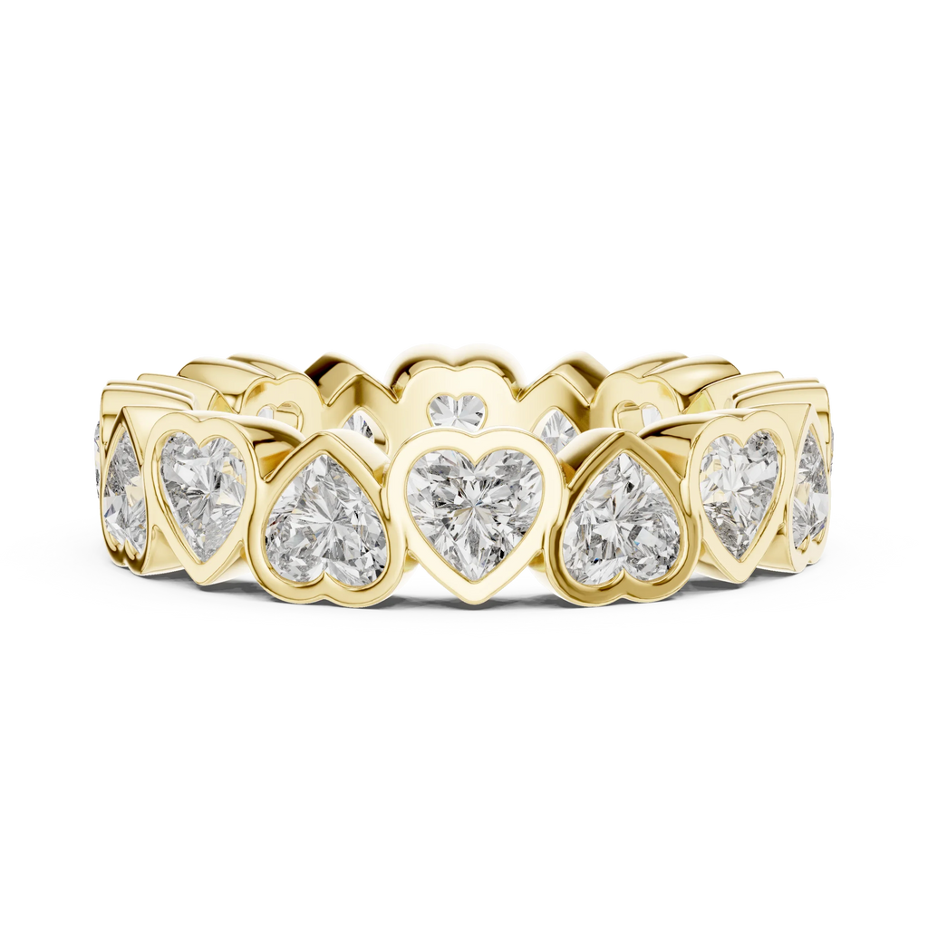 Heart Lab Diamond Bezel Set 925 Silver Eternity Band