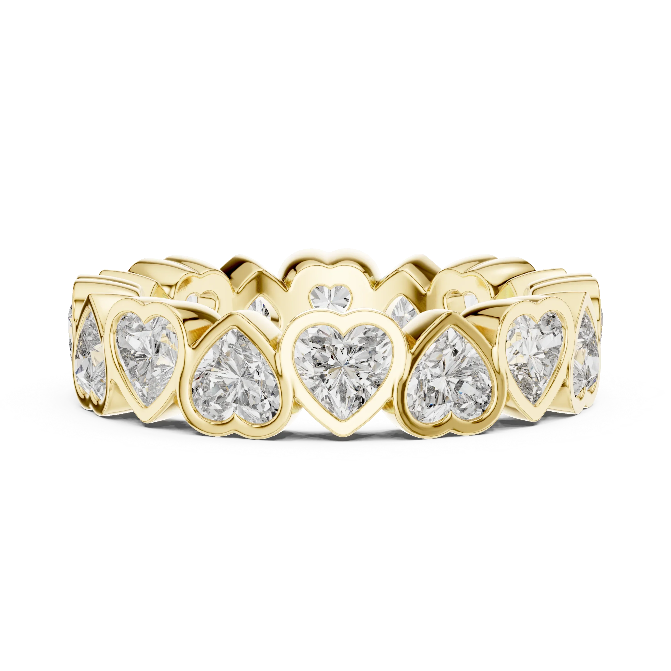 Heart Lab Diamond Bezel Set 925 Silver Eternity Band