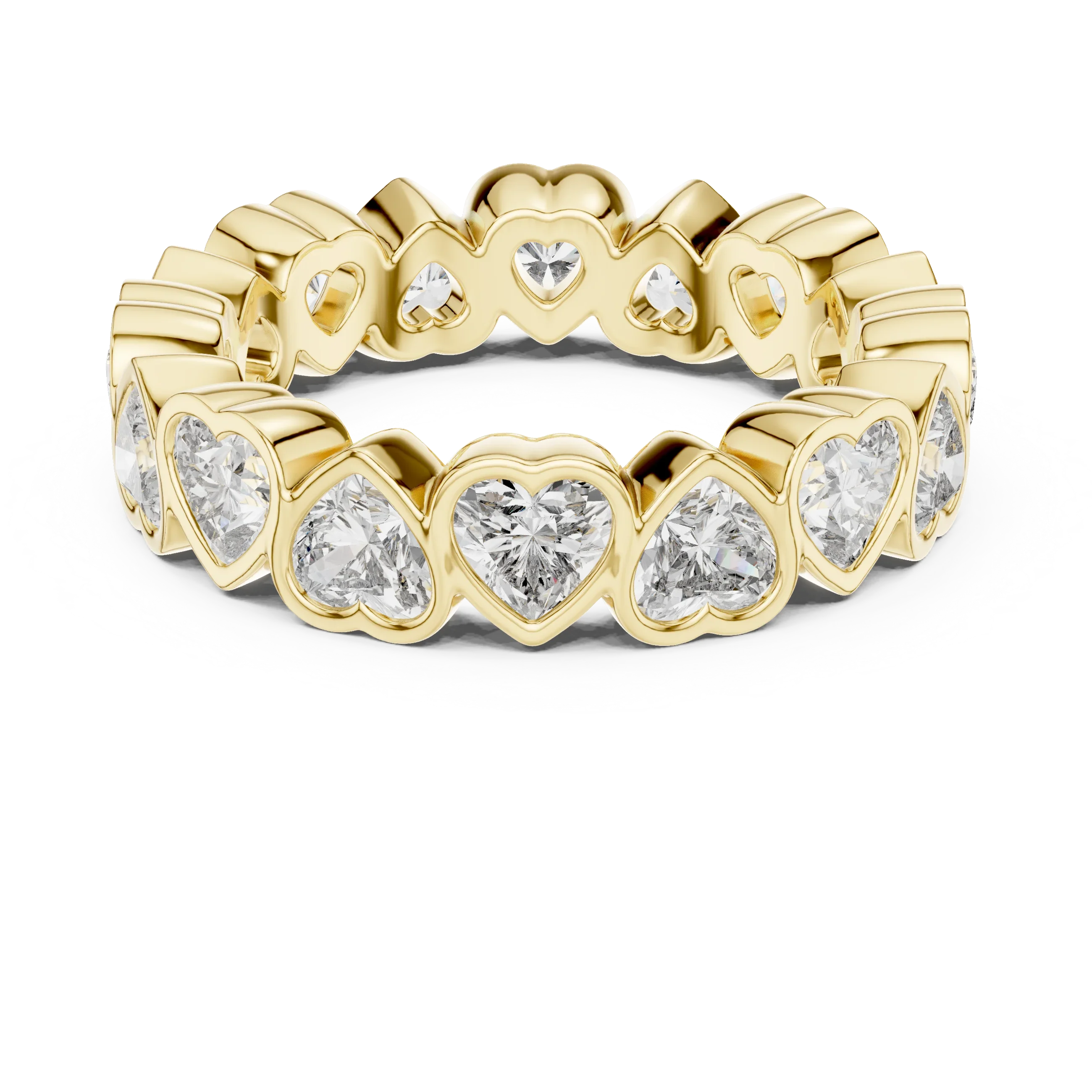 Heart Lab Diamond Bezel Set 925 Silver Eternity Band