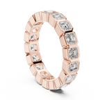 Asscher Moissanite Bezel Set 10K VVS Eternity Band