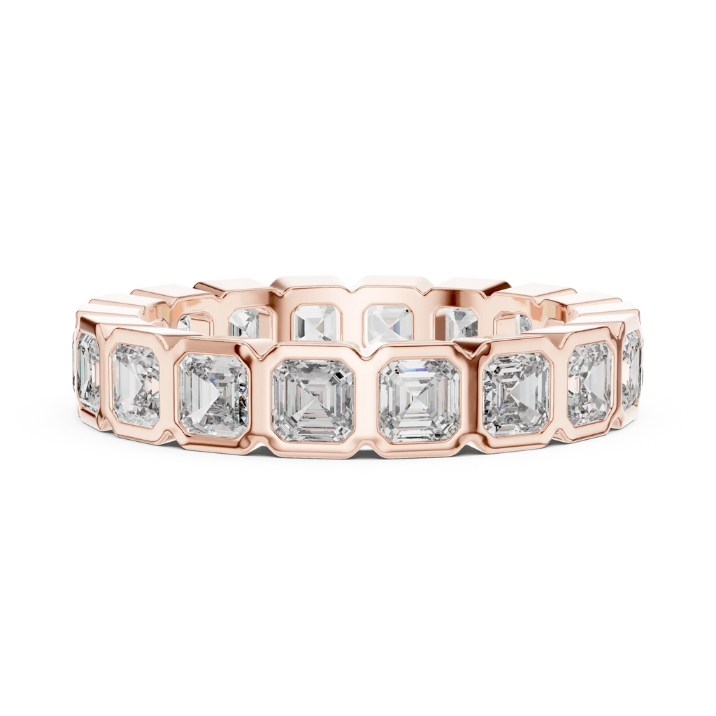 Asscher Moissanite Bezel Set 10K VVS Eternity Band