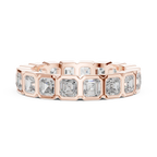 Asscher Moissanite Bezel Set 10K VVS Eternity Band