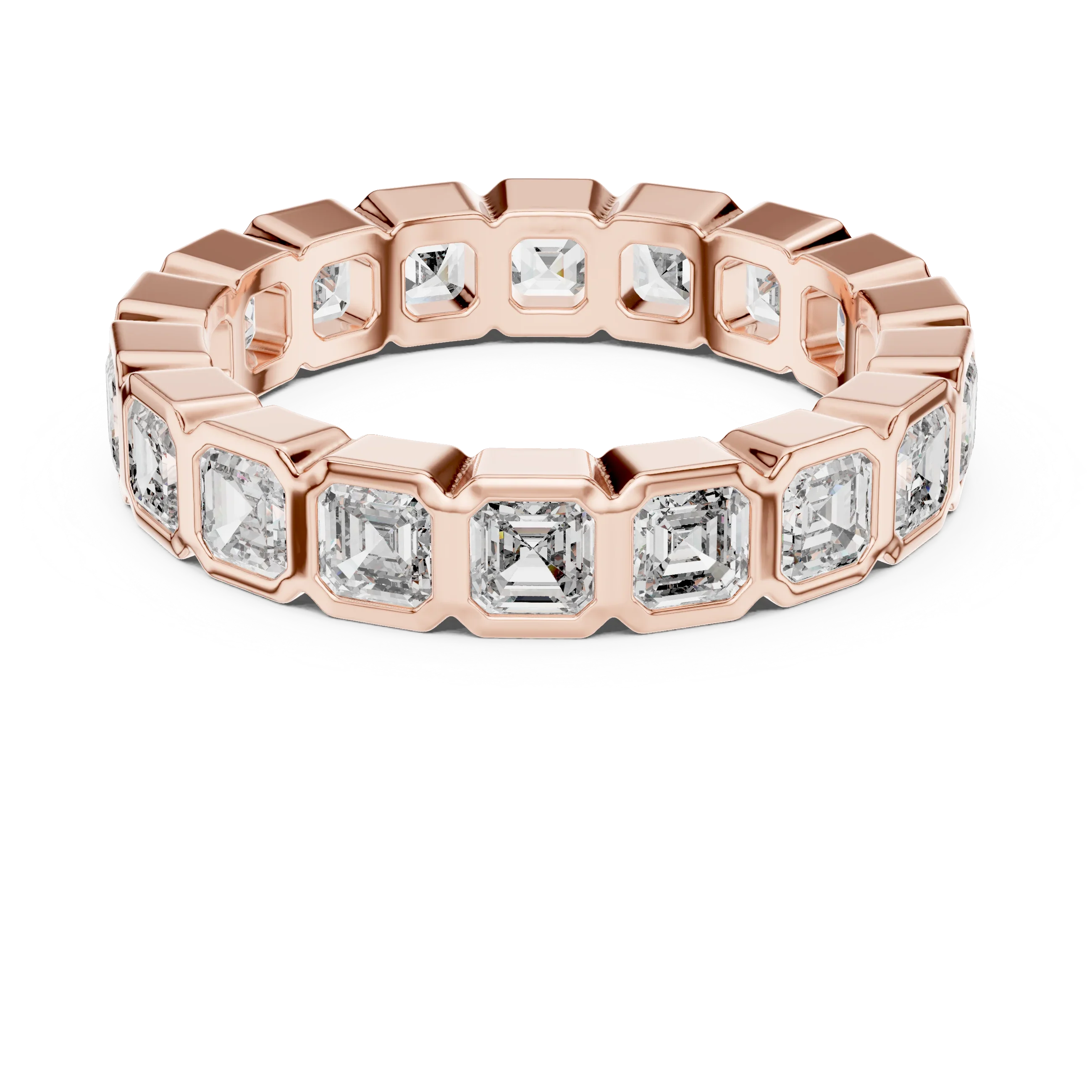 Asscher Moissanite Bezel Set 10K VVS Eternity Band