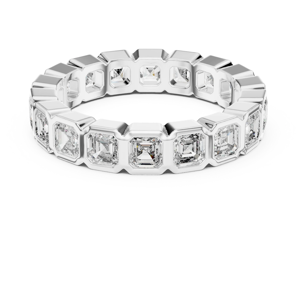 Asscher Moissanite Bezel Set 10K VVS Eternity Band