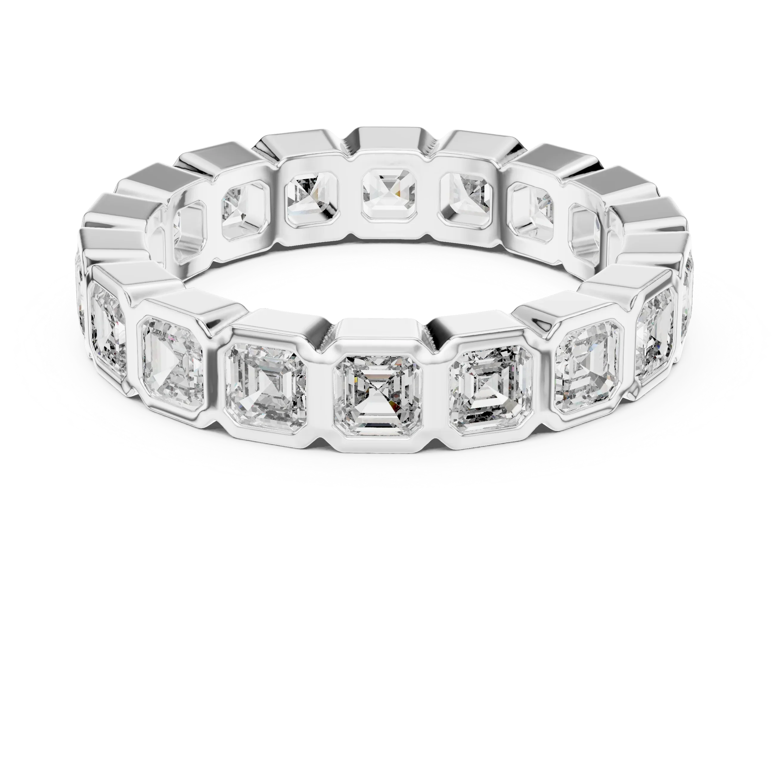 Asscher Moissanite Bezel Set 10K VVS Eternity Band