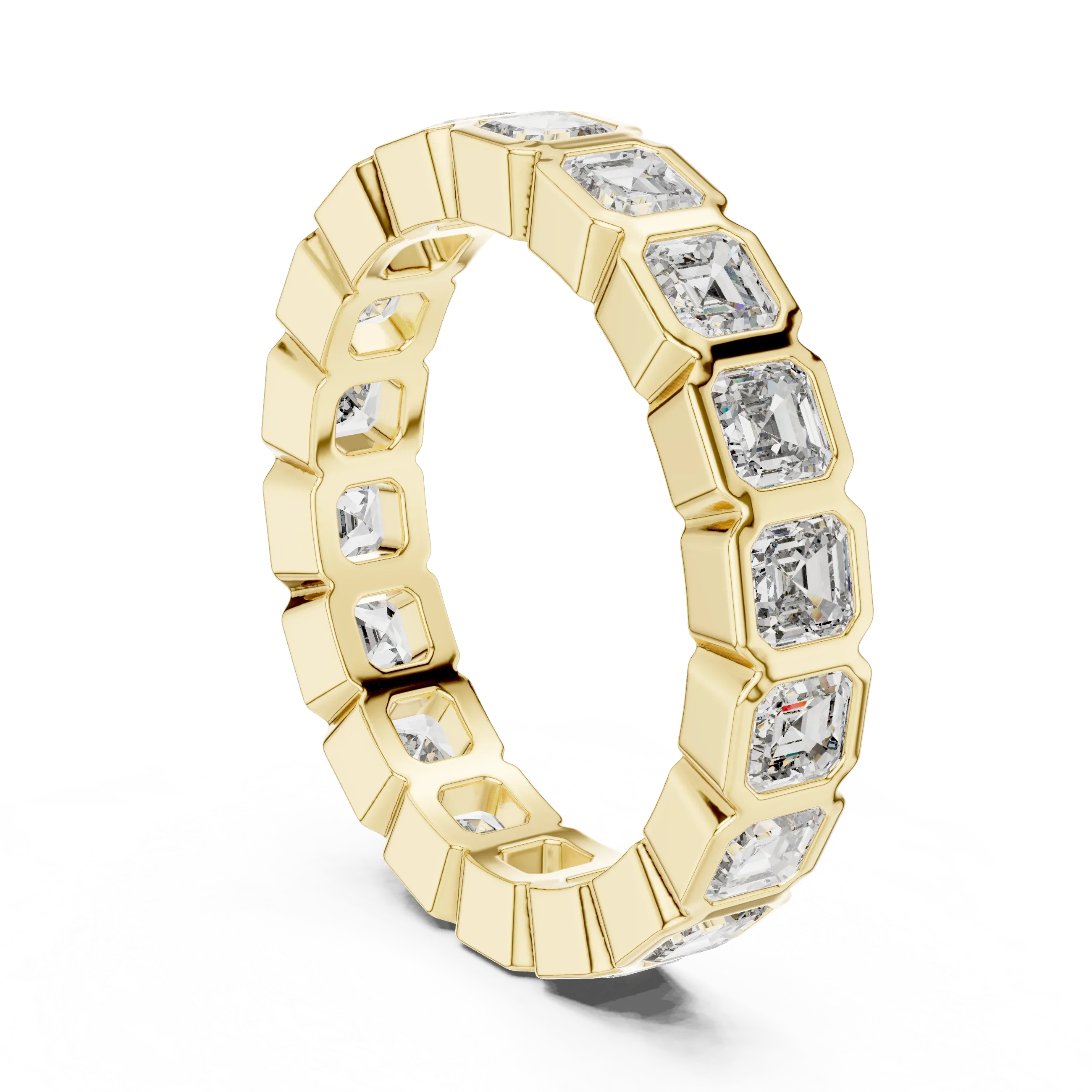 Asscher Moissanite Bezel Set 10K VVS Eternity Band