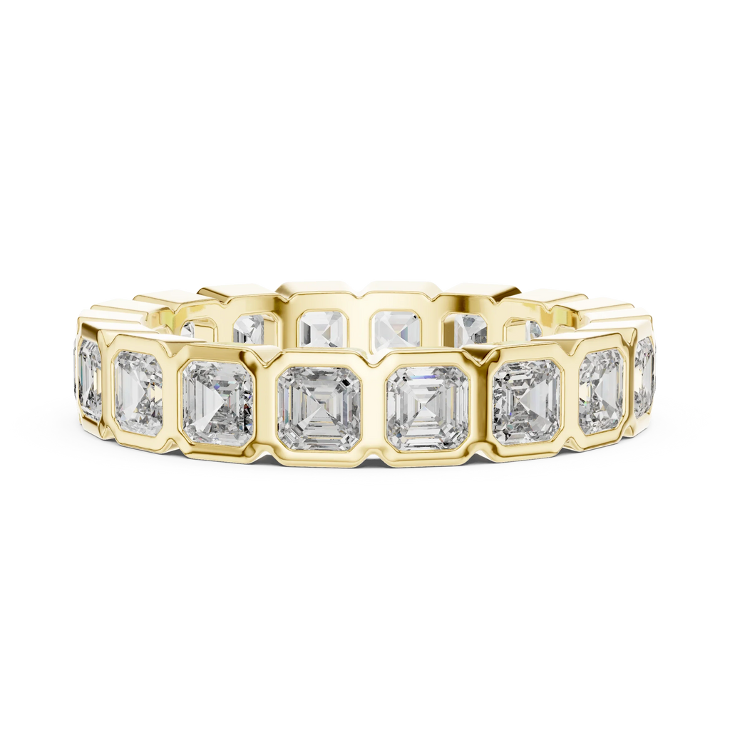 Asscher Moissanite Bezel Set 10K VVS Eternity Band