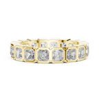 Asscher Moissanite Bezel Set 10K VVS Eternity Band