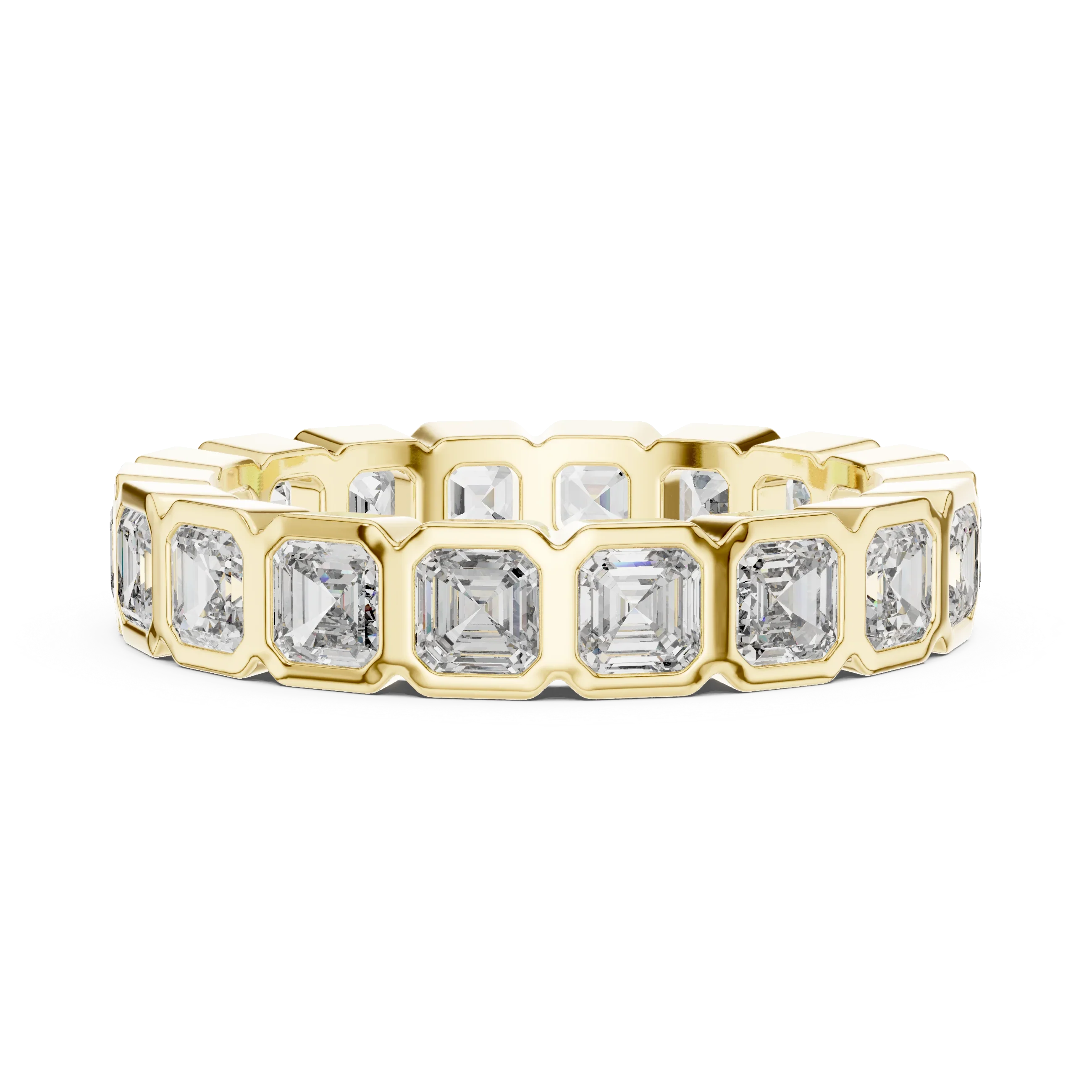 Asscher Moissanite Bezel Set 10K VVS Eternity Band
