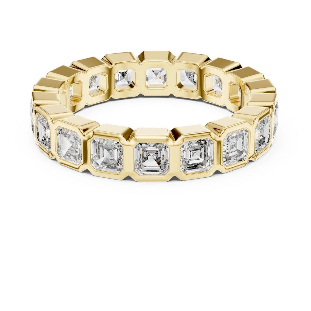 Asscher Moissanite Bezel Set 10K VVS Eternity Band