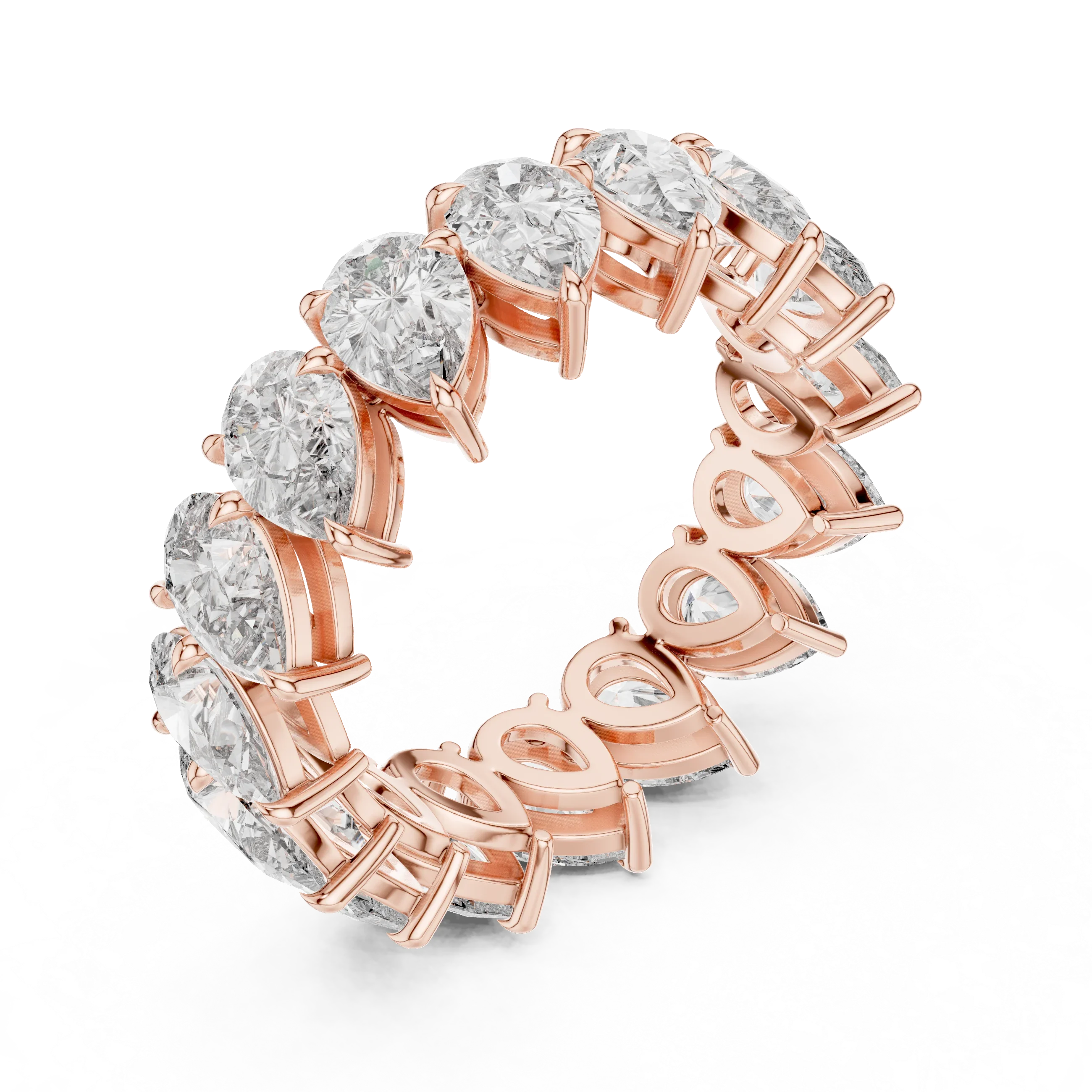 6.40 CTW 14K Gold Pear Moissanite Handcrafted Eternity Band