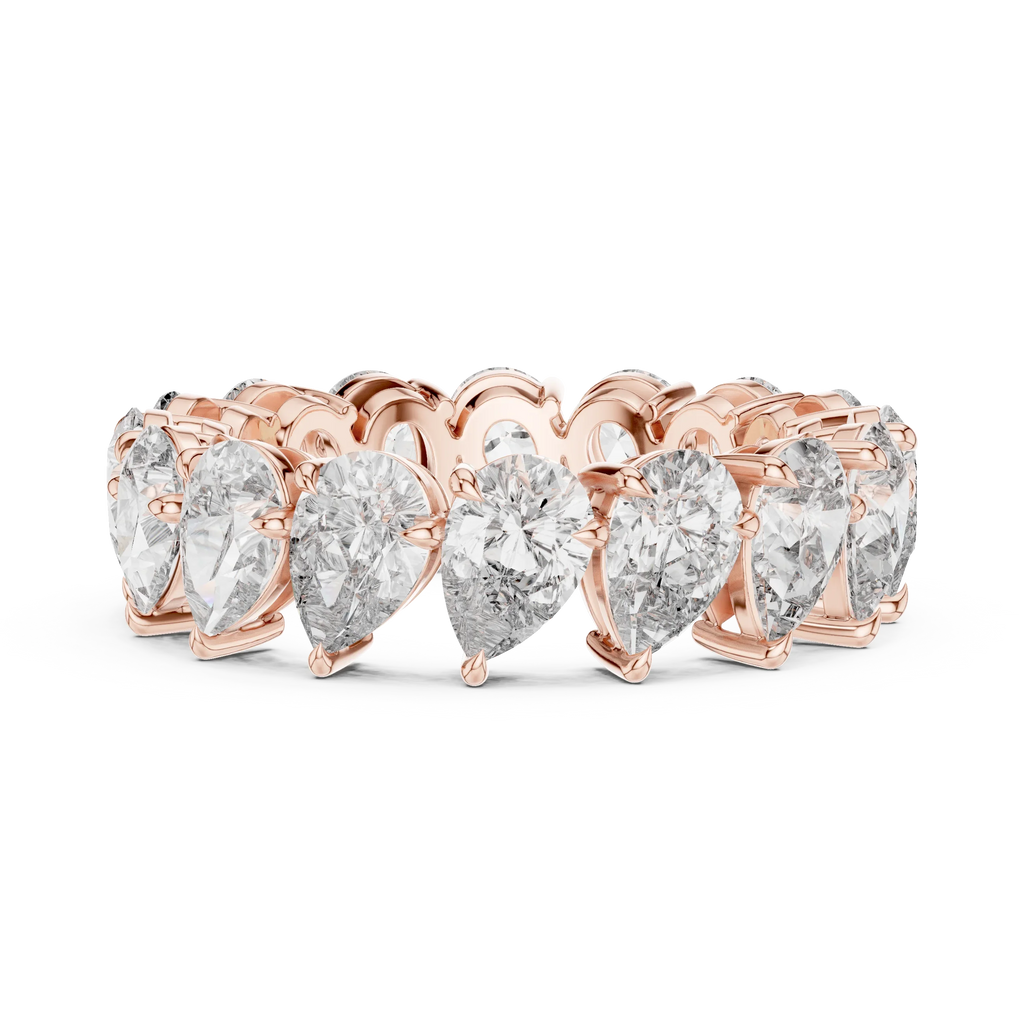 6.40 CTW 14K Gold Pear Moissanite Handcrafted Eternity Band