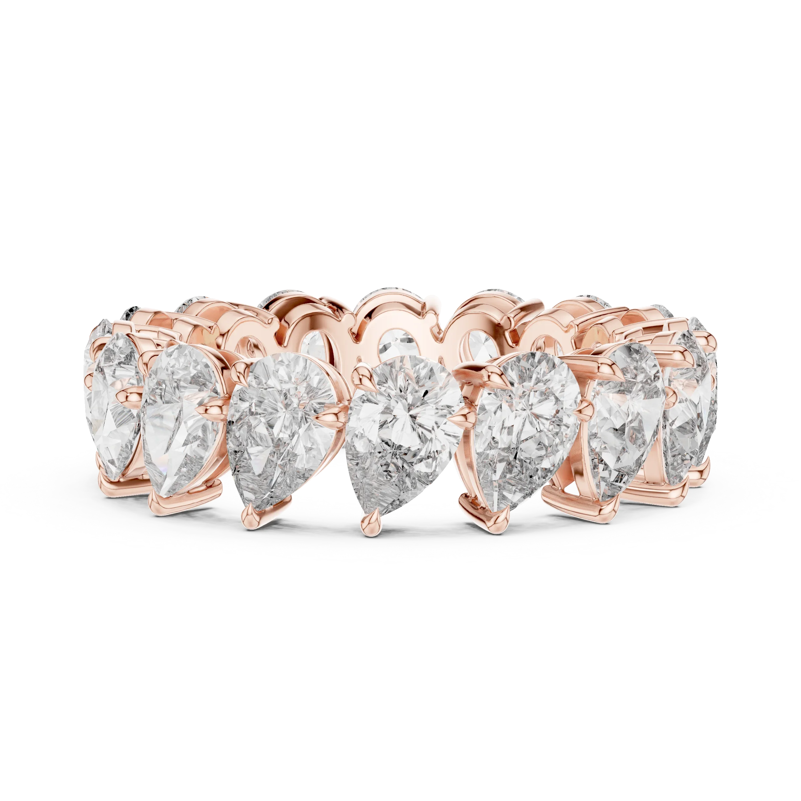 6.40 CTW 14K Gold Pear Moissanite Handcrafted Eternity Band