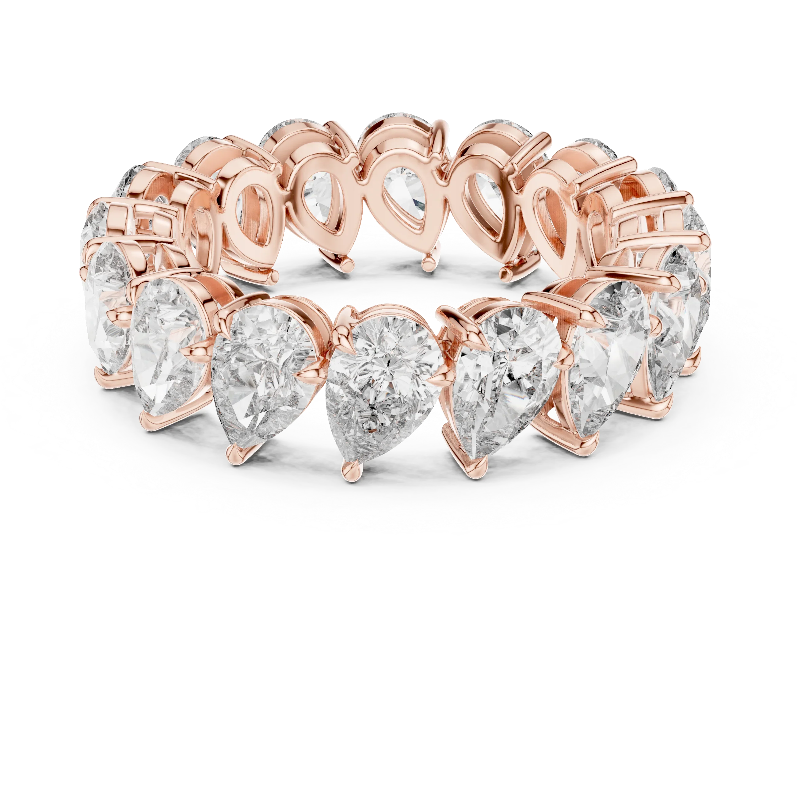 6.40 CTW 14K Gold Pear Moissanite Handcrafted Eternity Band