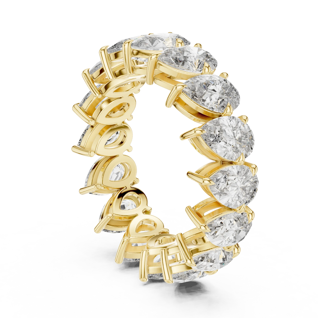 6.40 CTW 14K Gold Pear Moissanite Handcrafted Eternity Band