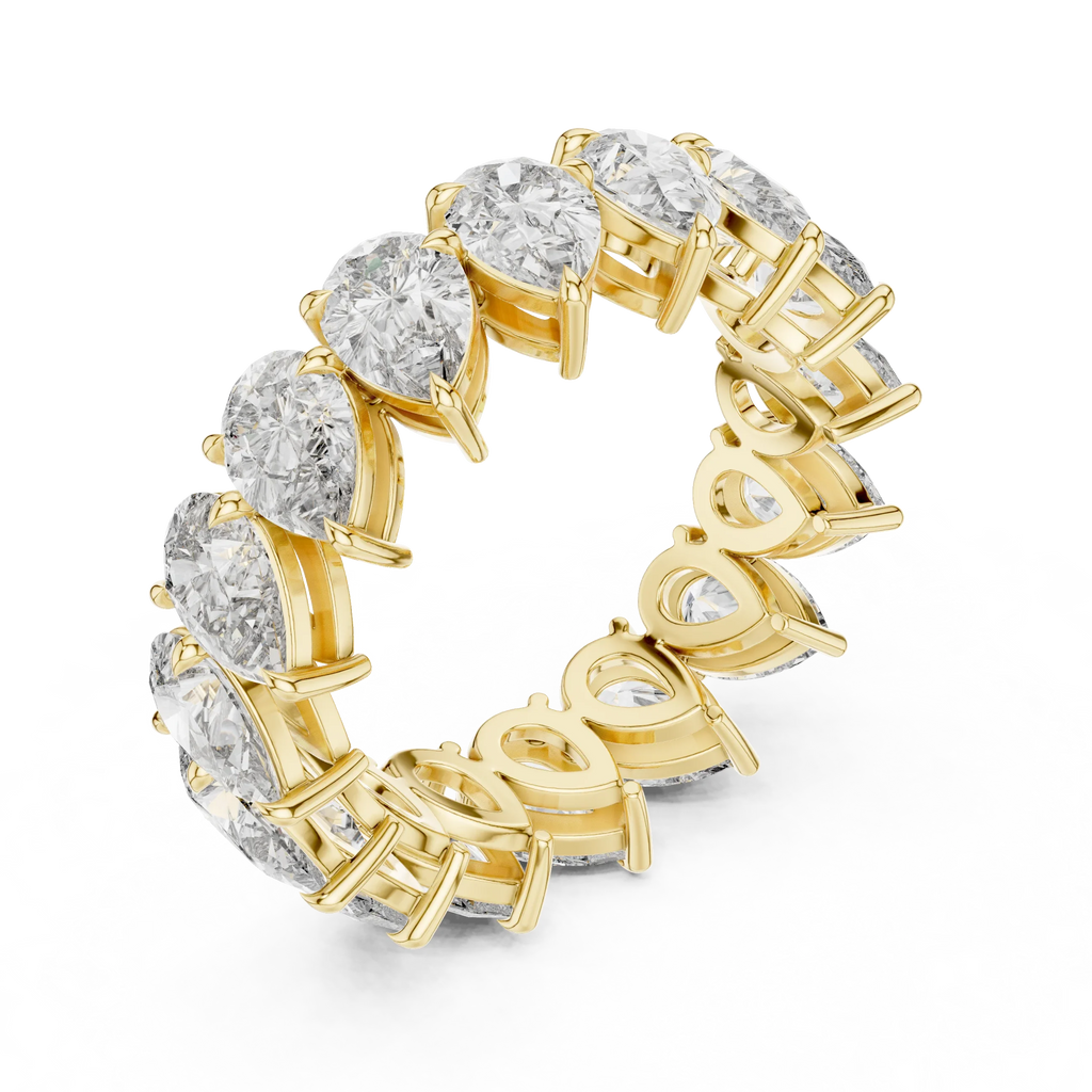 6.40 CTW 14K Gold Pear Moissanite Handcrafted Eternity Band