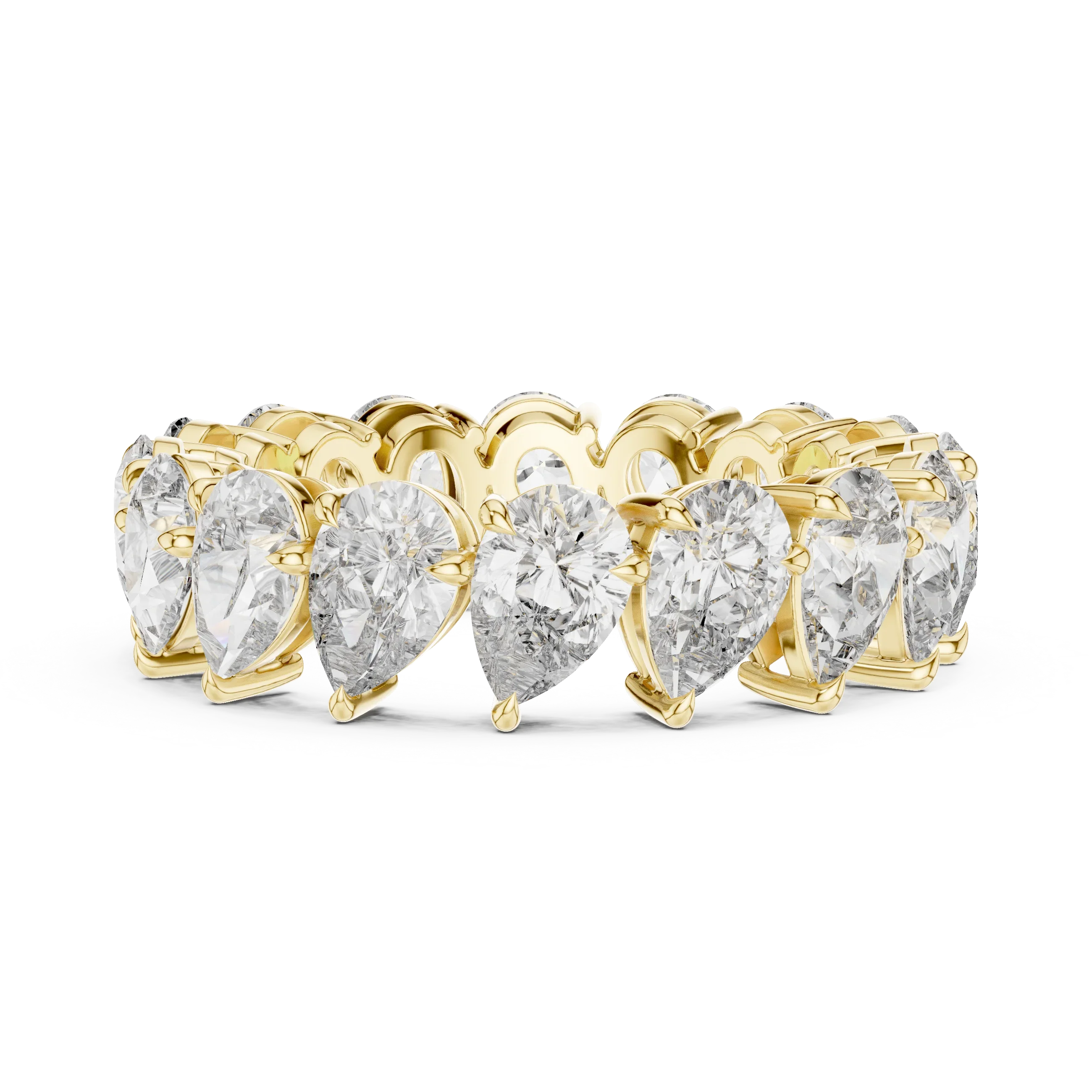 6.40 CTW 14K Gold Pear Moissanite Handcrafted Eternity Band