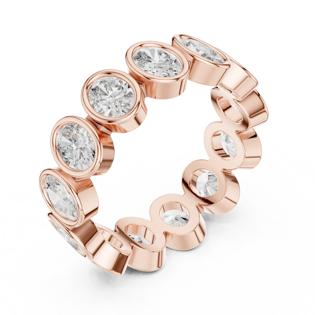 14K Gold 2.99 CT Oval Lab Diamond Bezel Set Eternity Band