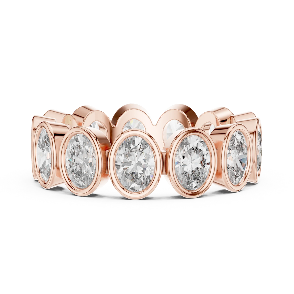 14K Gold 2.99 CT Oval Lab Diamond Bezel Set Eternity Band