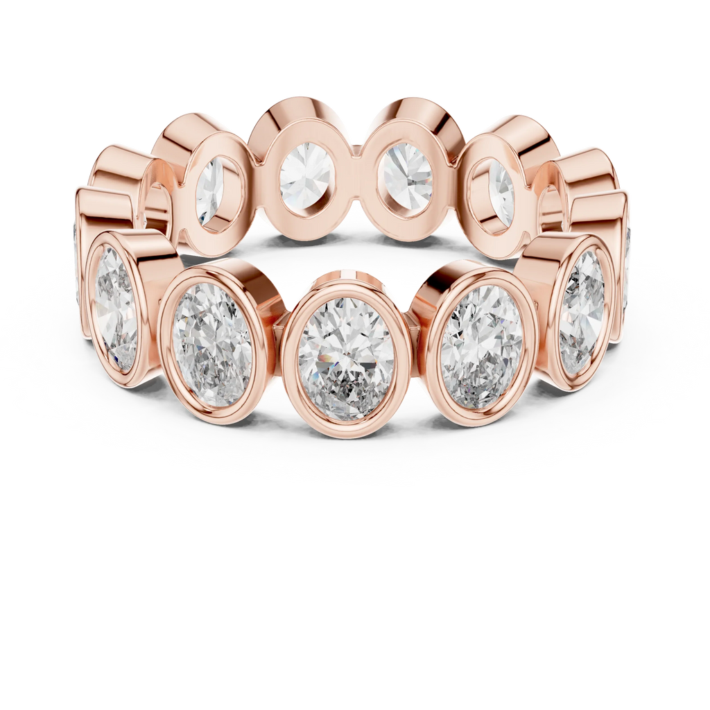 14K Gold 2.99 CT Oval Lab Diamond Bezel Set Eternity Band