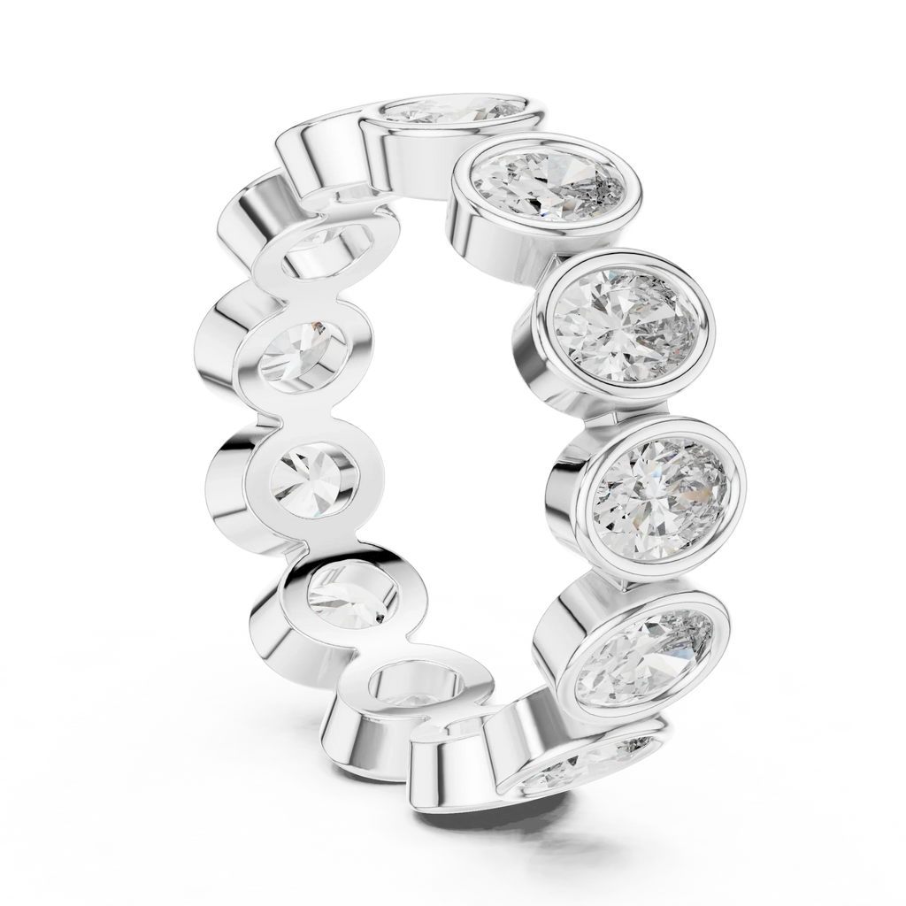 14K Gold 2.99 CT Oval Lab Diamond Bezel Set Eternity Band