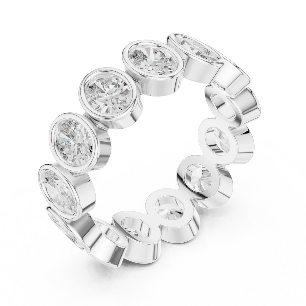14K Gold 2.99 CT Oval Lab Diamond Bezel Set Eternity Band