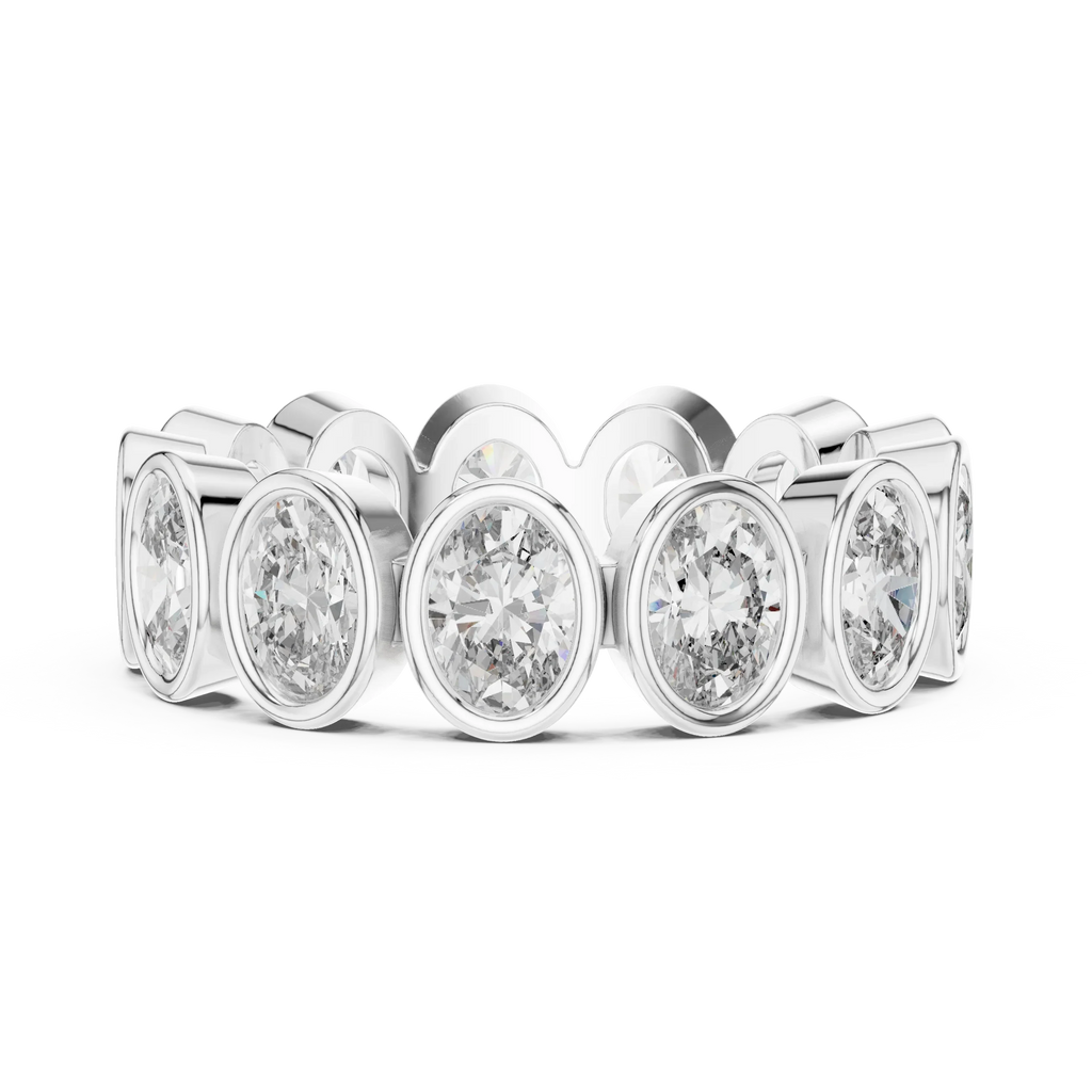 14K Gold 2.99 CT Oval Lab Diamond Bezel Set Eternity Band