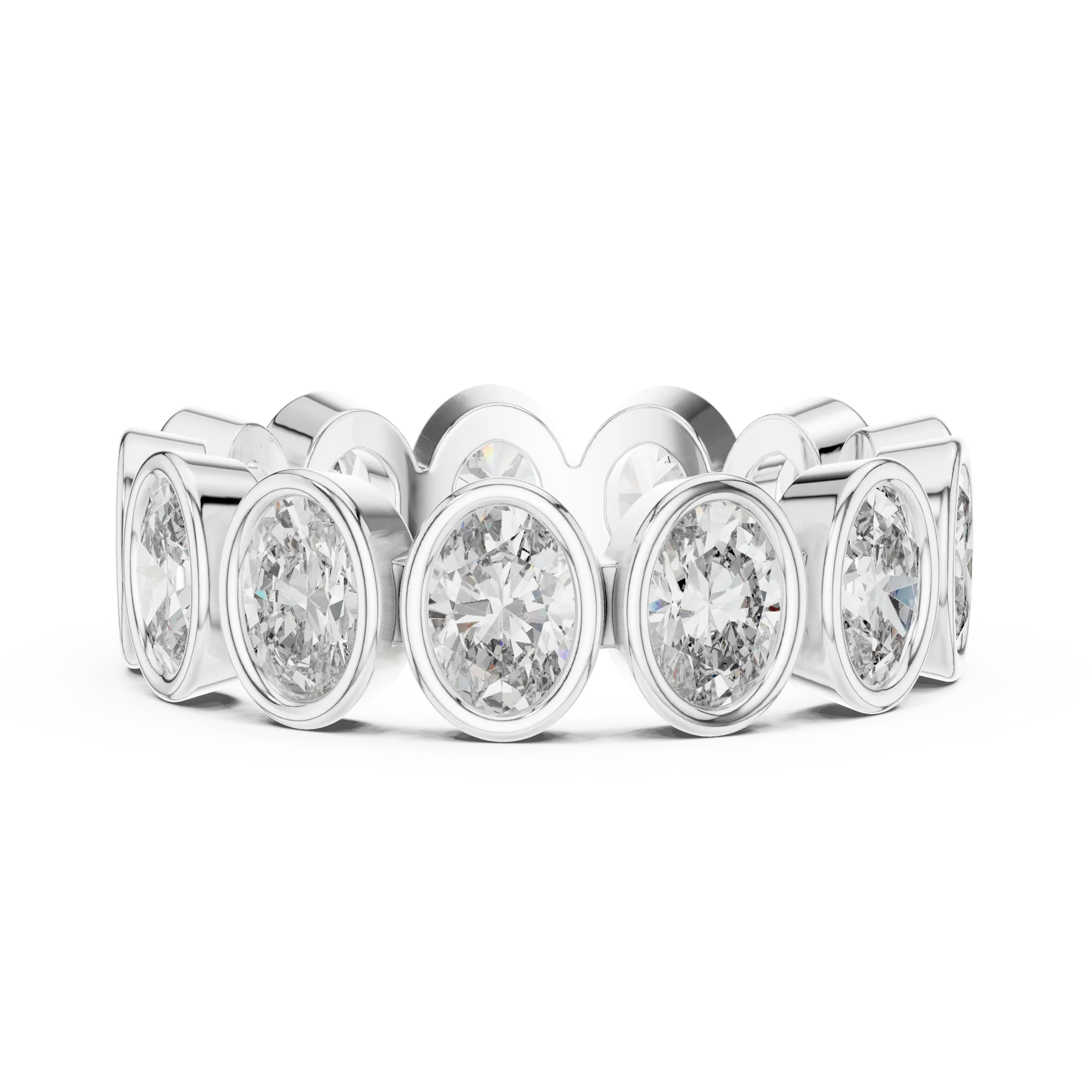 14K Gold 2.99 CT Oval Lab Diamond Bezel Set Eternity Band