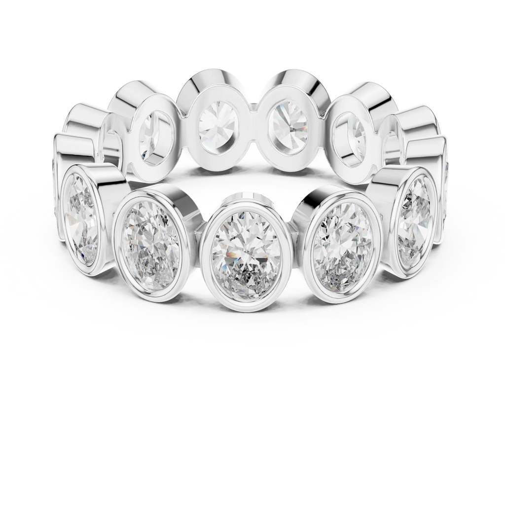 14K Gold 2.99 CT Oval Lab Diamond Bezel Set Eternity Band