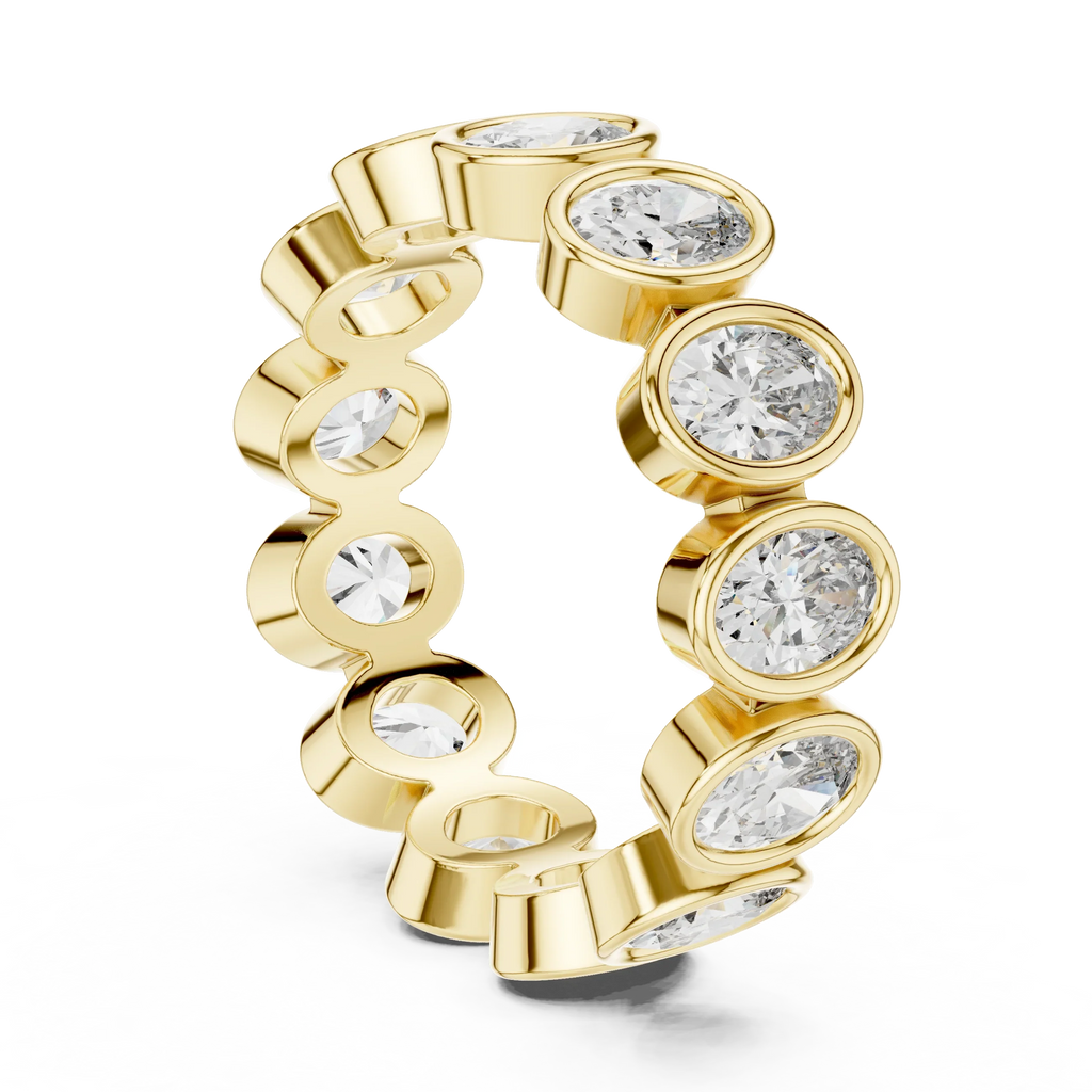 14K Gold 2.99 CT Oval Lab Diamond Bezel Set Eternity Band