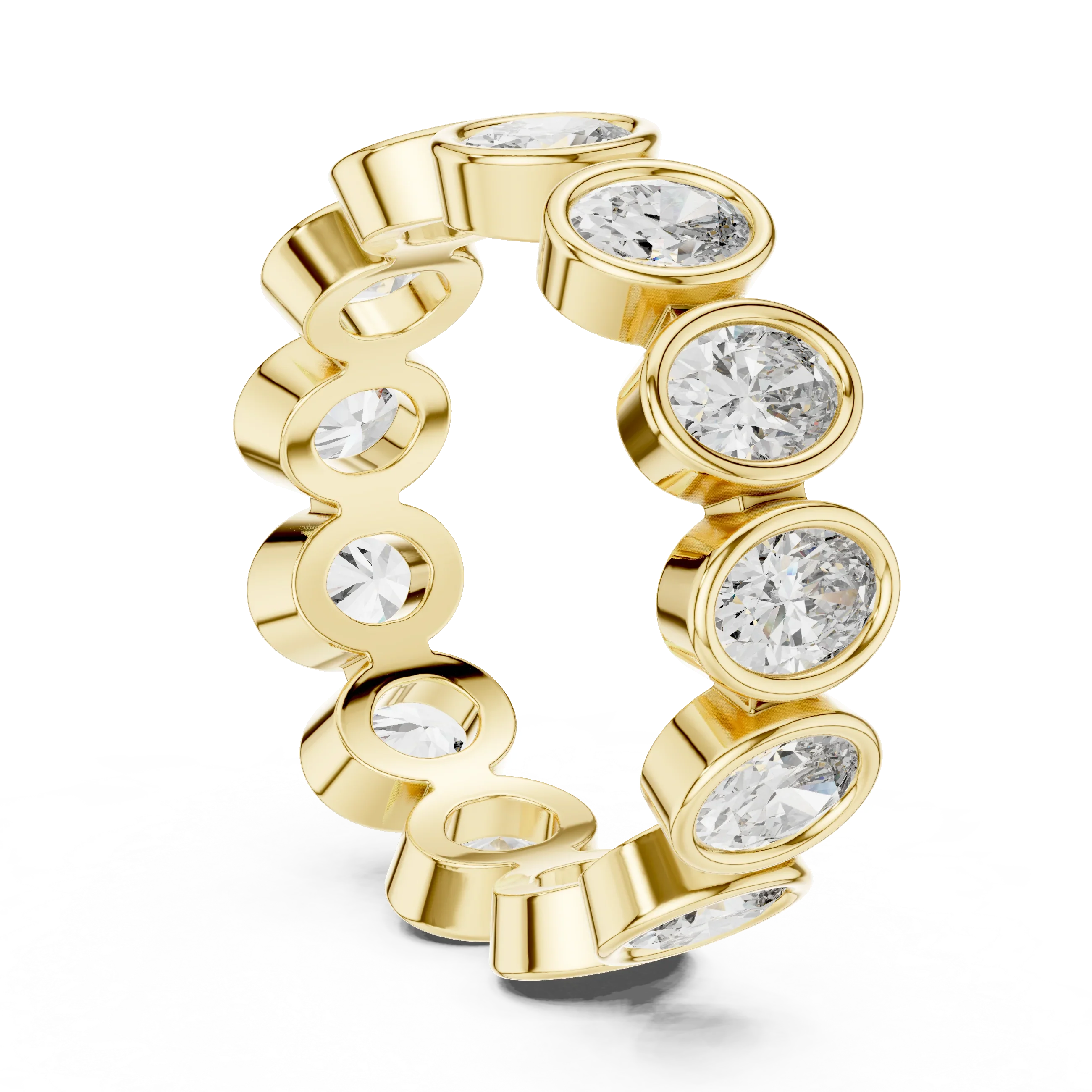 14K Gold 2.99 CT Oval Lab Diamond Bezel Set Eternity Band