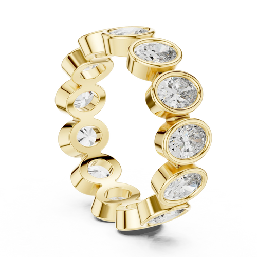 14K Gold 2.99 CT Oval Lab Diamond Bezel Set Eternity Band