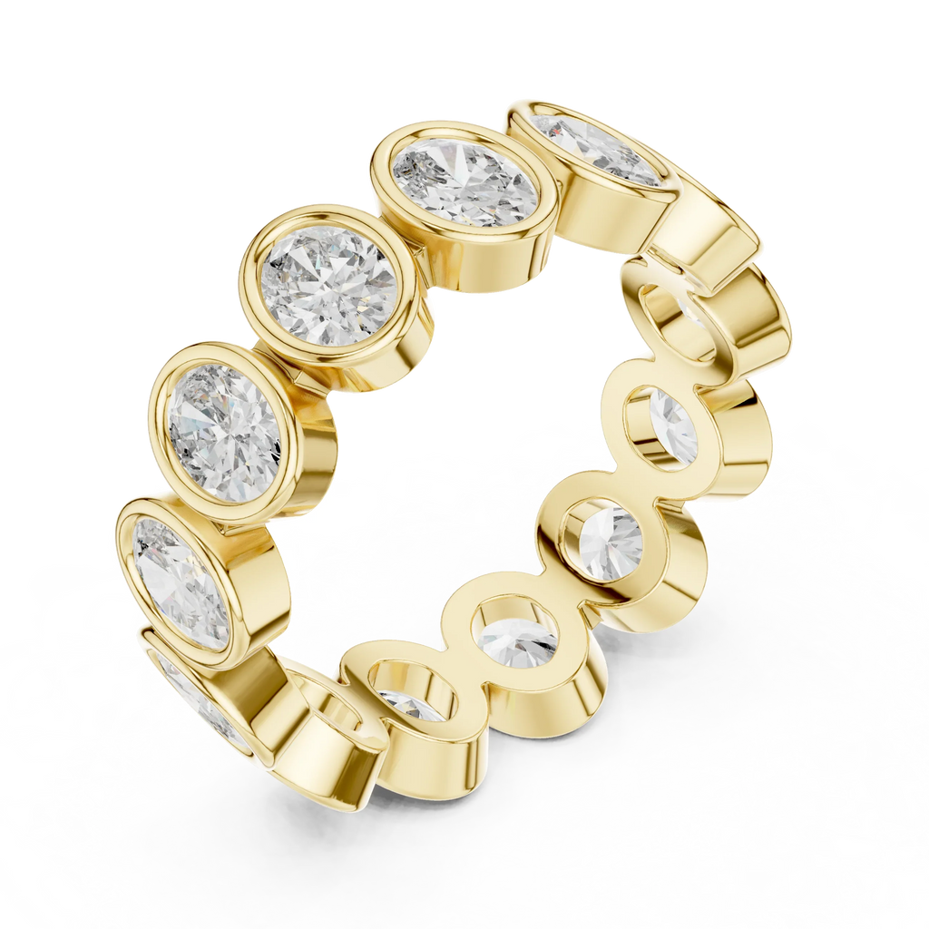 14K Gold 2.99 CT Oval Lab Diamond Bezel Set Eternity Band