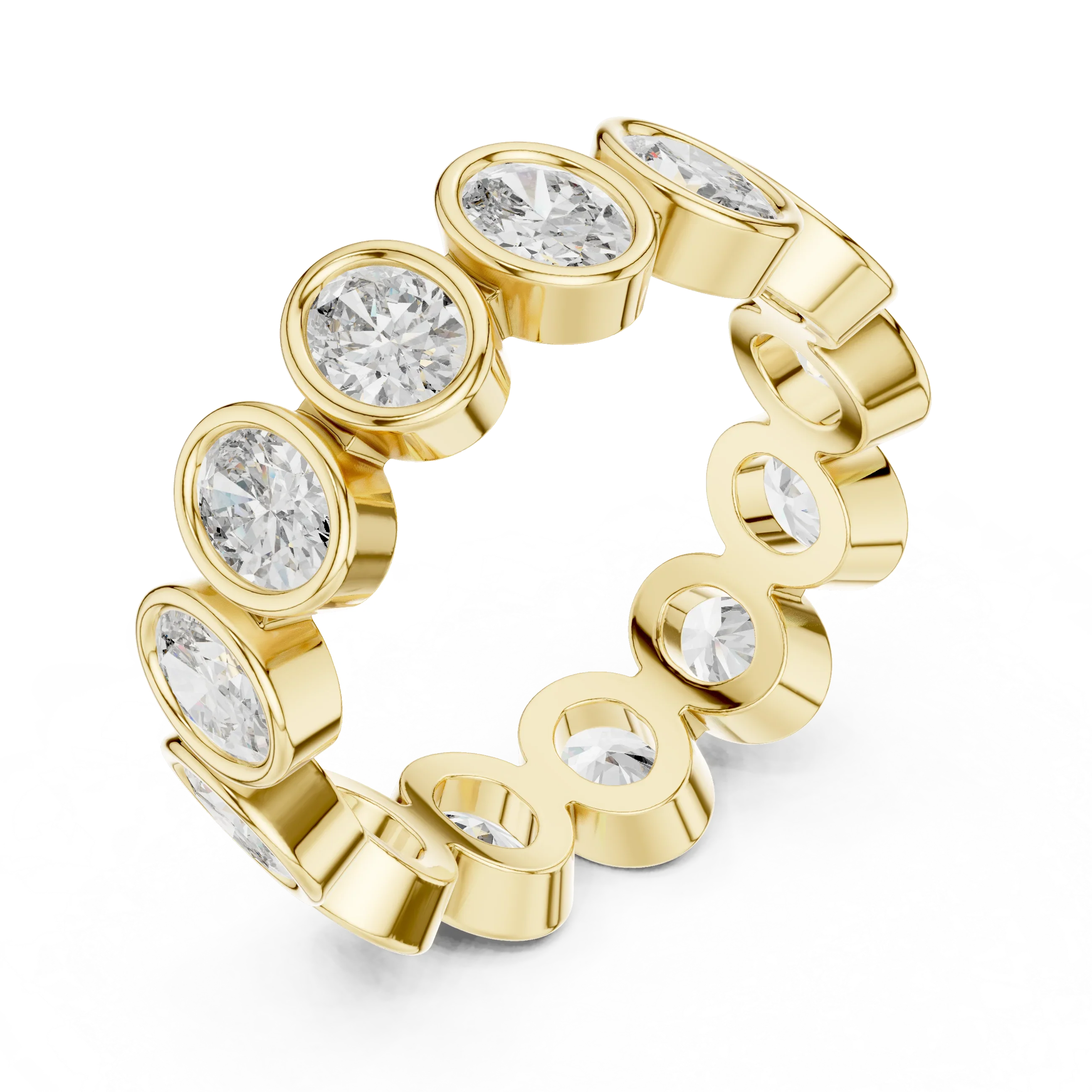 14K Gold 2.99 CT Oval Lab Diamond Bezel Set Eternity Band