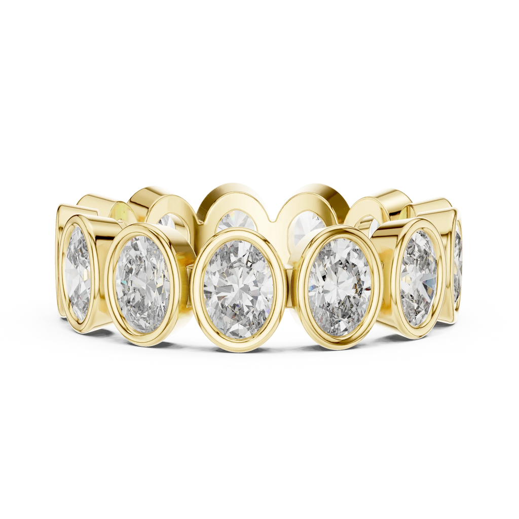 14K Gold 2.99 CT Oval Lab Diamond Bezel Set Eternity Band