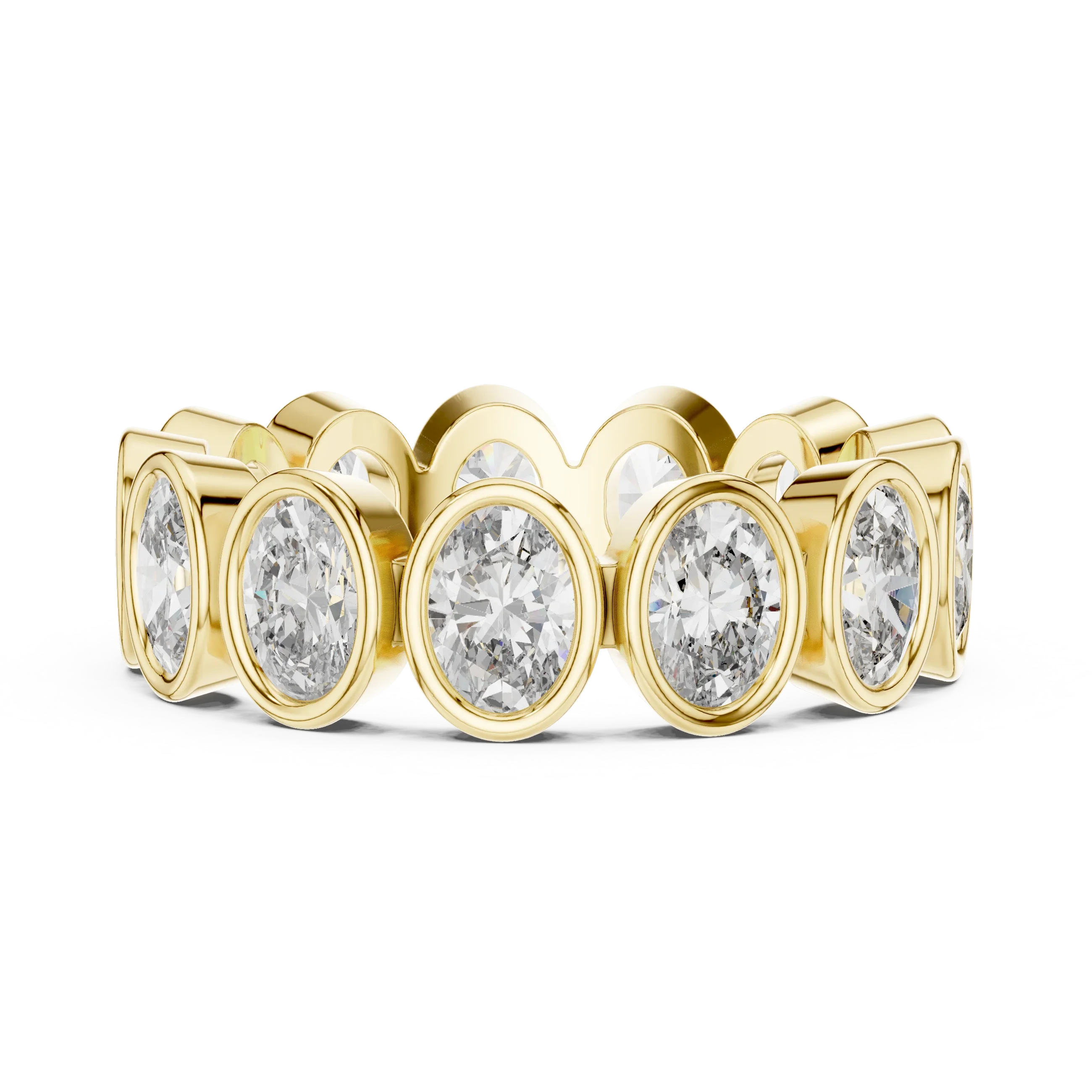 14K Gold 2.99 CT Oval Lab Diamond Bezel Set Eternity Band