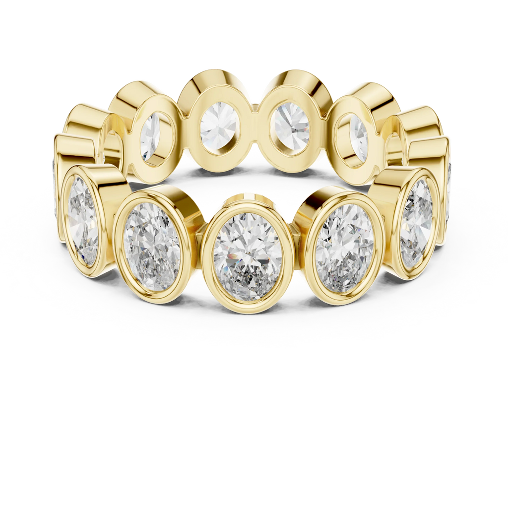 14K Gold 2.99 CT Oval Lab Diamond Bezel Set Eternity Band