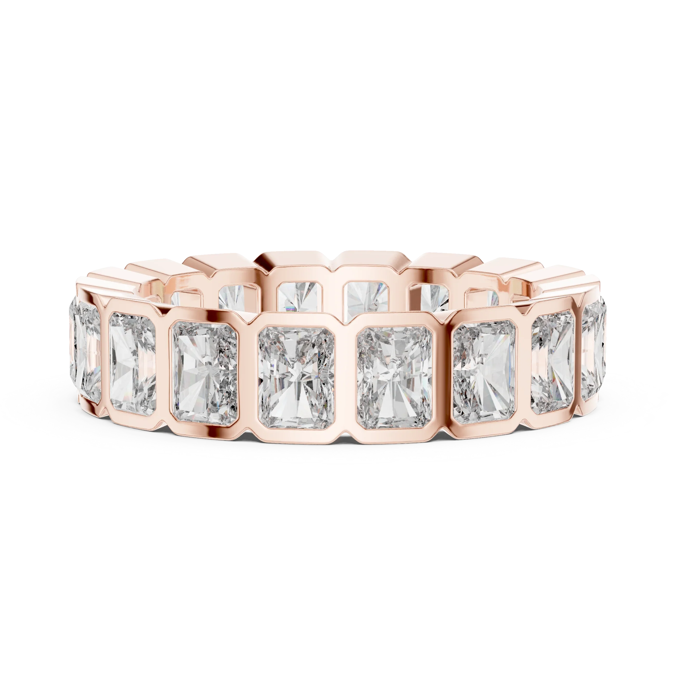 3.24 CTW VVS1 D Color Princess Moissanite Bezel Set Eternity Band 