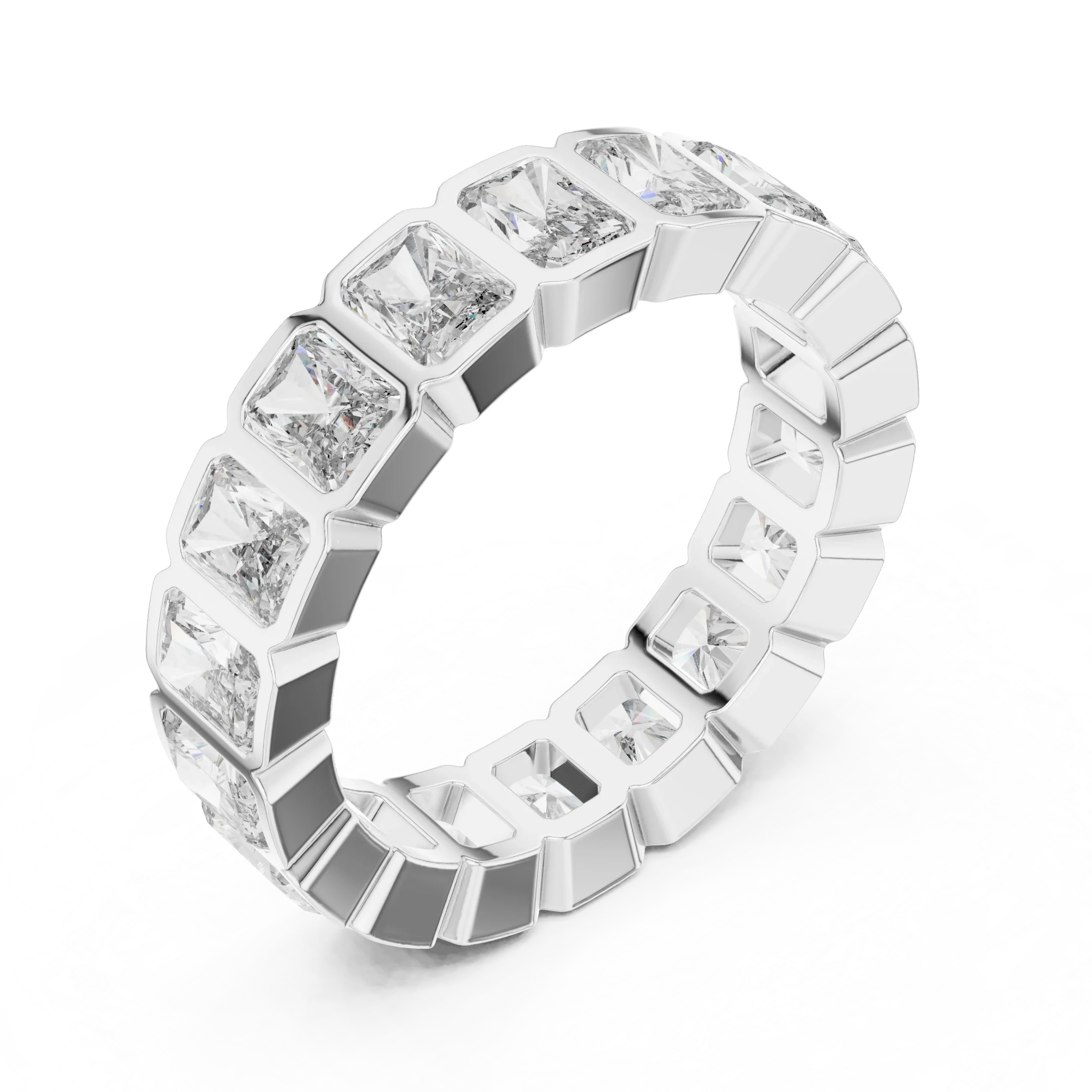 3.24 CTW VVS1 D Color Princess Moissanite Bezel Set Eternity Band 