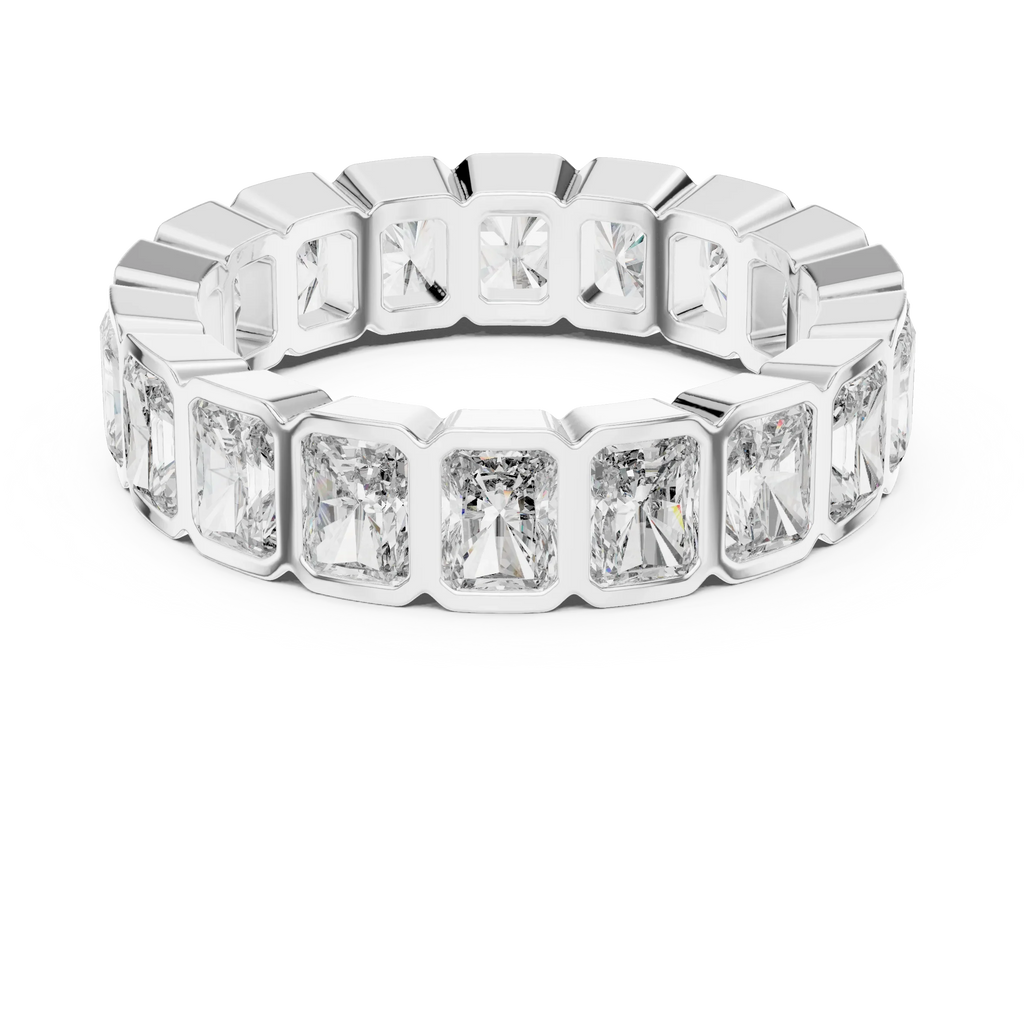 3.24 CTW VVS1 D Color Princess Moissanite Bezel Set Eternity Band 