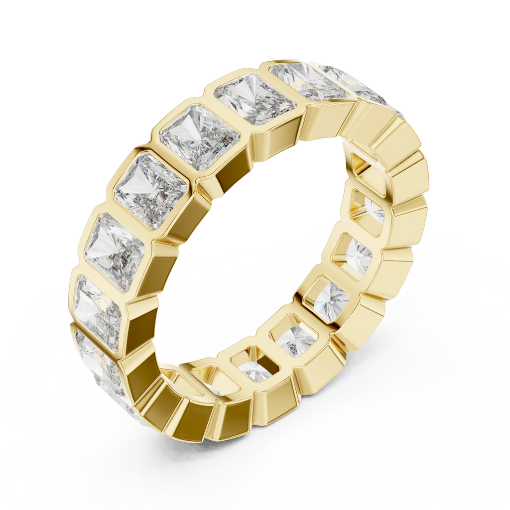 3.24 CTW VVS1 D Color Princess Moissanite Bezel Set Eternity Band 