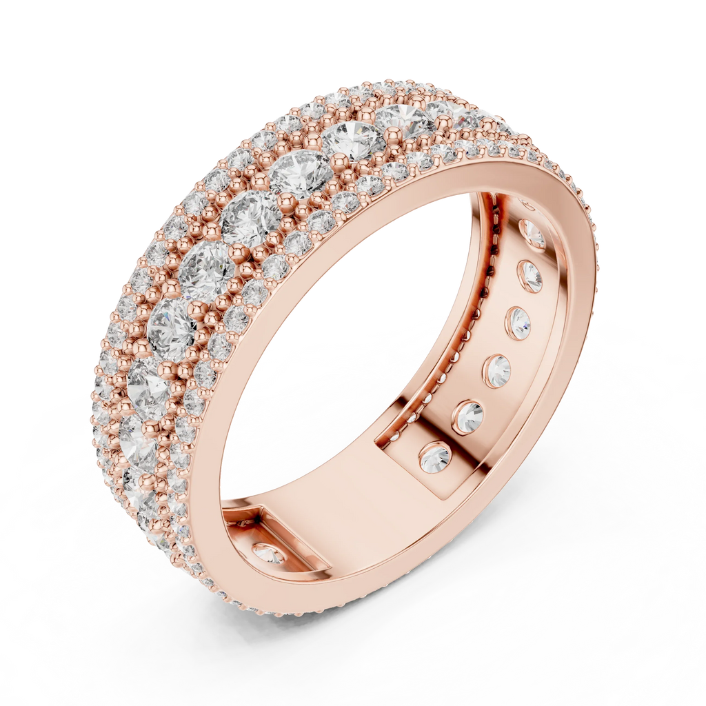 Three-Row 10K Gold Pave Moissanite Eternity Ring 1.86 CTW