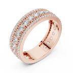 Three-Row 10K Gold Pave Moissanite Eternity Ring 1.86 CTW