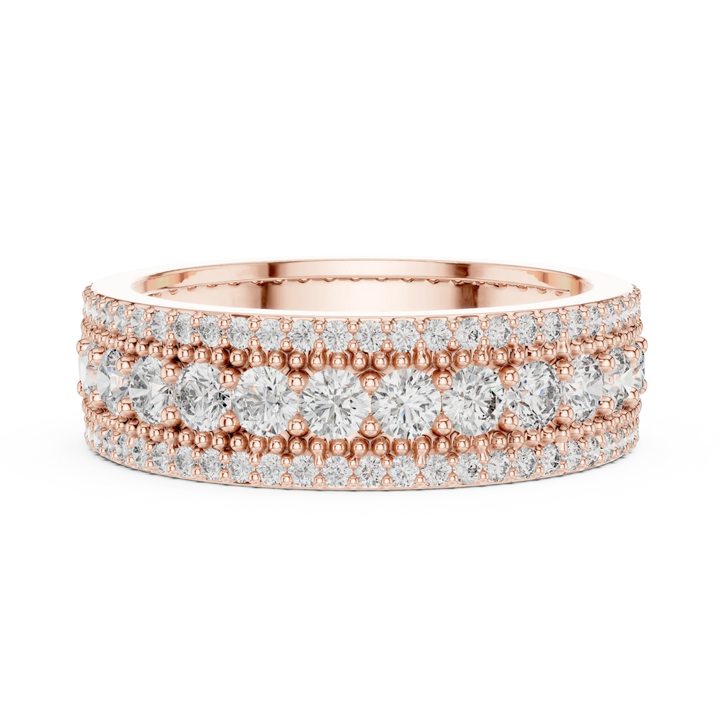 Three-Row 10K Gold Pave Moissanite Eternity Ring 1.86 CTW