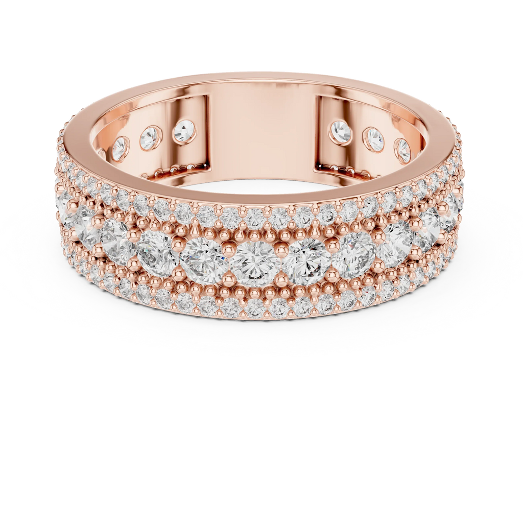 Three-Row 10K Gold Pave Moissanite Eternity Ring 1.86 CTW