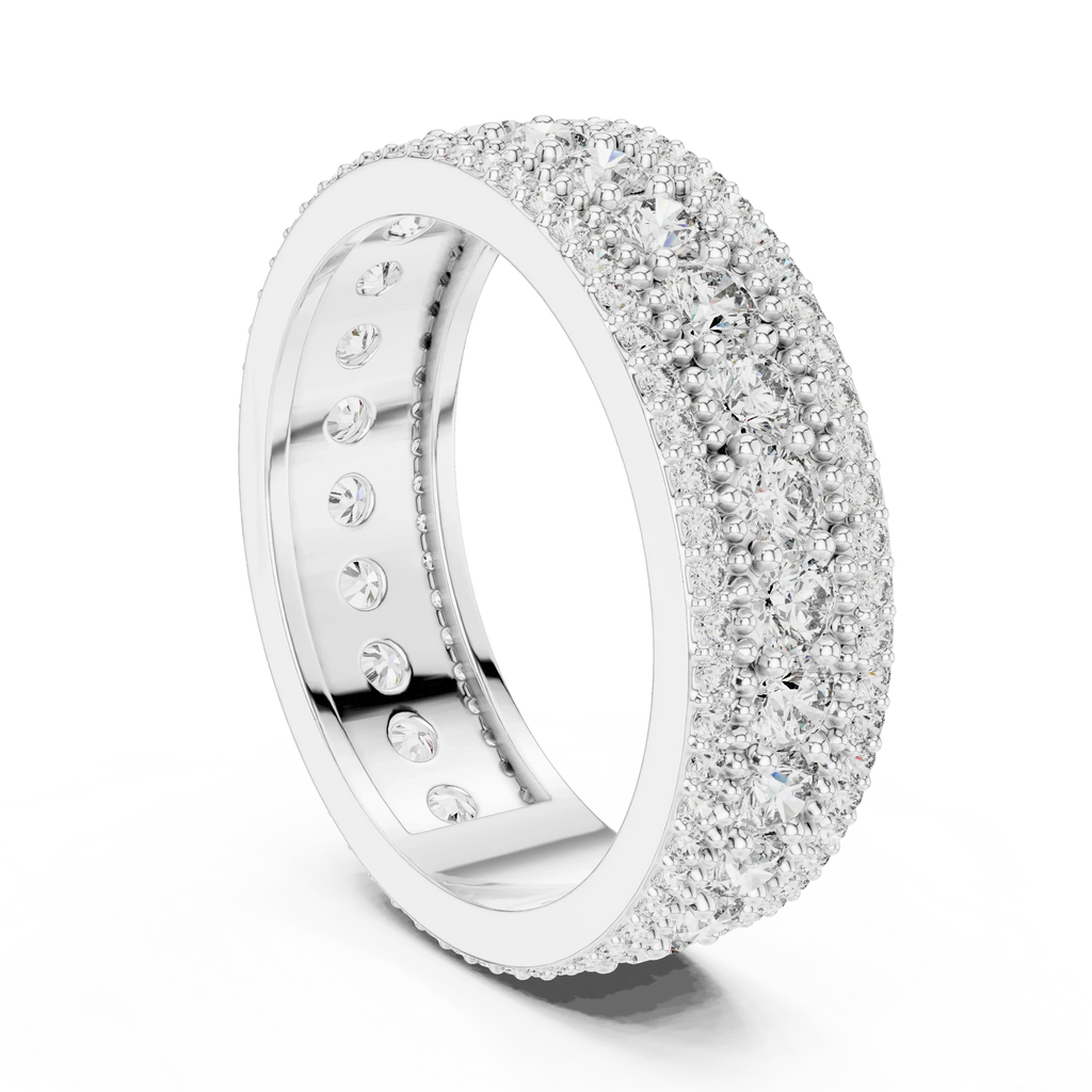 Three-Row 10K Gold Pave Moissanite Eternity Ring 1.86 CTW