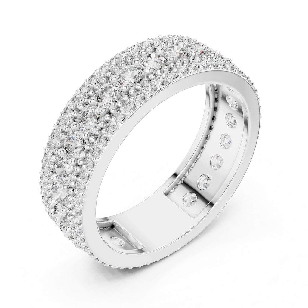 Three-Row 10K Gold Pave Moissanite Eternity Ring 1.86 CTW