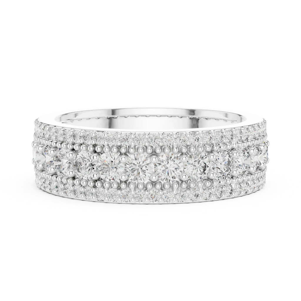 Three-Row 10K Gold Pave Moissanite Eternity Ring 1.86 CTW
